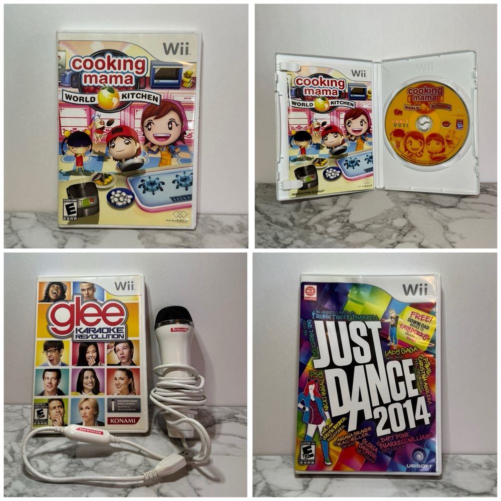Wii Game Lot of 3 - Just Dance 2014, Cooking Mama World Kitchen, Glee Karaoke